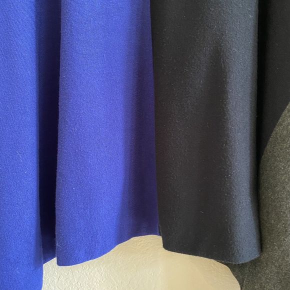 Alfani‎ Black Blue Grey Colorblock Asymmetrical Hem Turtleneck Poncho Sweater Sm - Picture 11 of 13